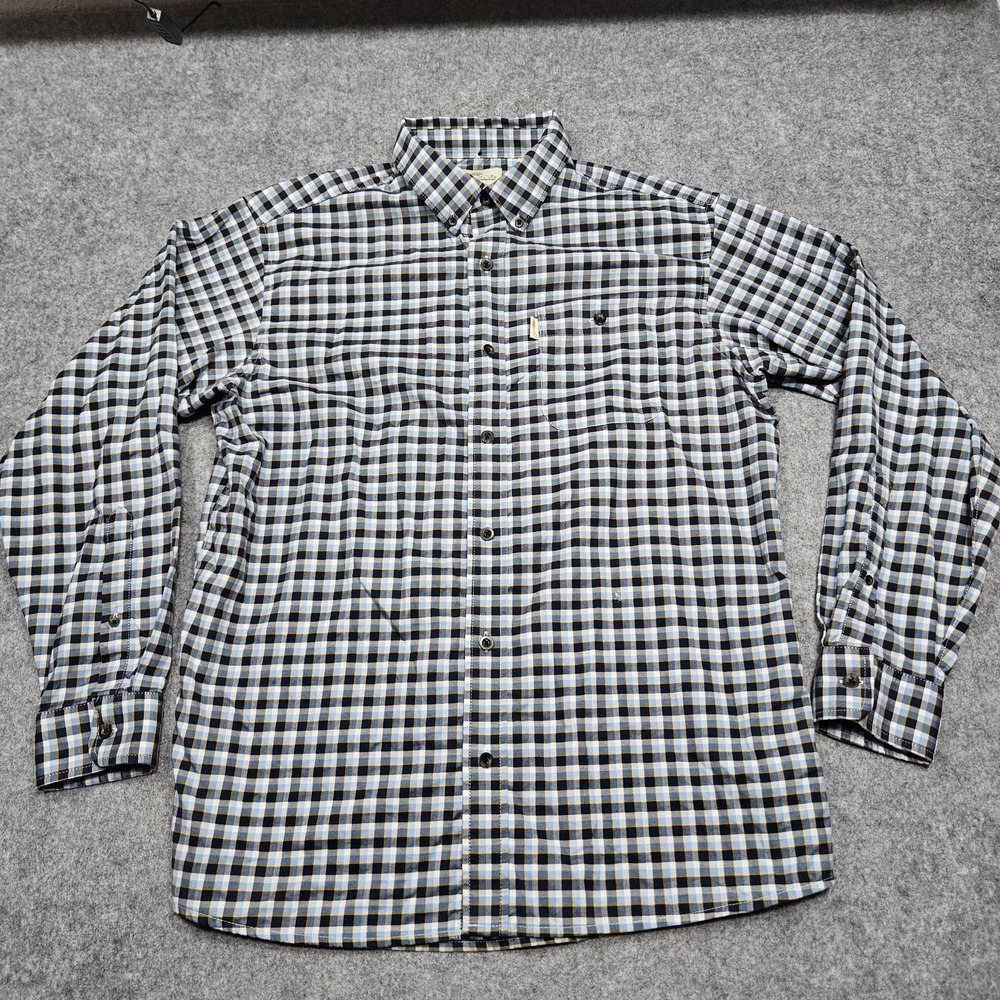 Bob Timberlake Blue plaid button down‎ collar shirt long sleeve cotton Size L